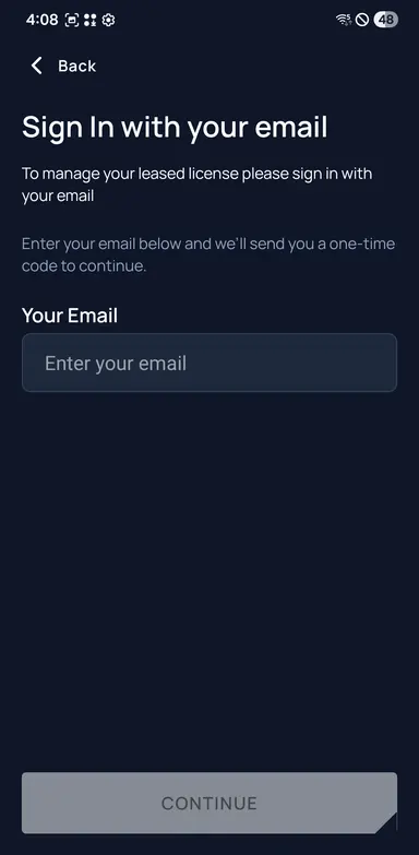 Unetwork app email sign-in screen